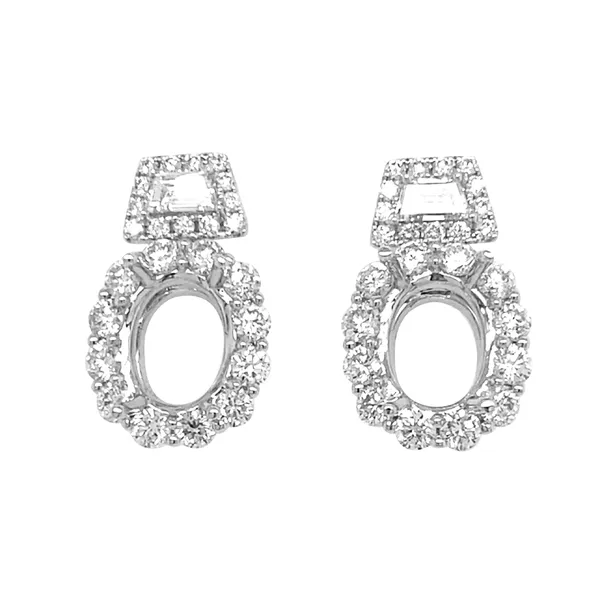 18K White Gold Semi Mount Earrings