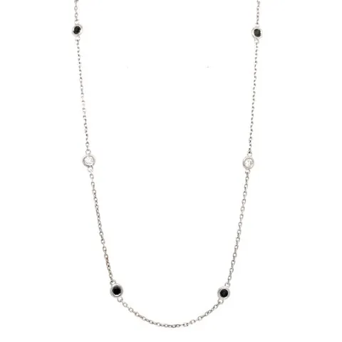 18K White Gold Black Diamond Necklace