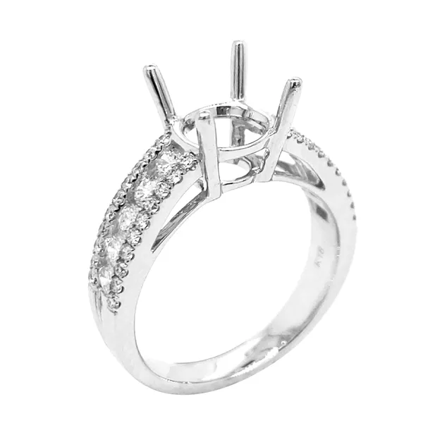 18K White Gold Semi Mount Ring