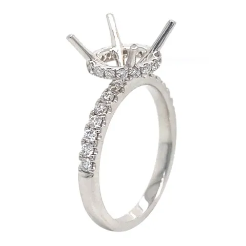18K White Gold Semi Mount Ring