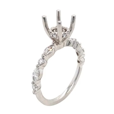 18K White Gold Diamond Semi Mount Ring