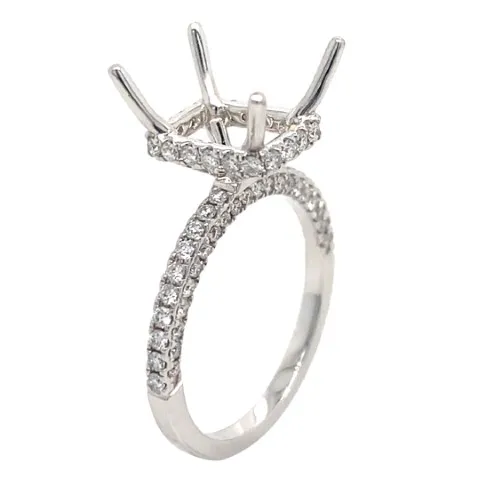 18K White Gold Semi Mount Ring