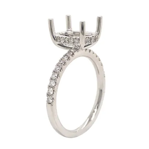 18K White Gold Semi Mount Ring