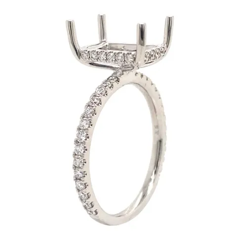 18K White Gold Semi Mount Ring
