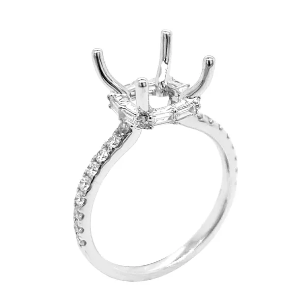 18K White Gold Semi Mount Ring