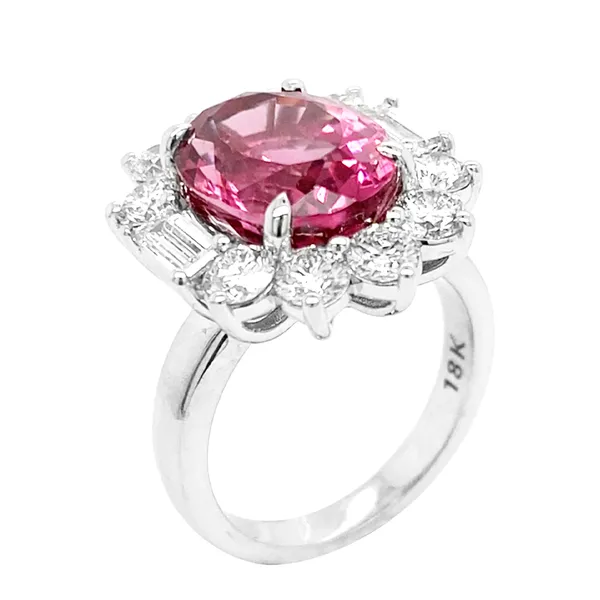 18K White Gold Pink Tourmaline Ring