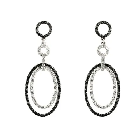 18K White Gold Black Diamond Earrings