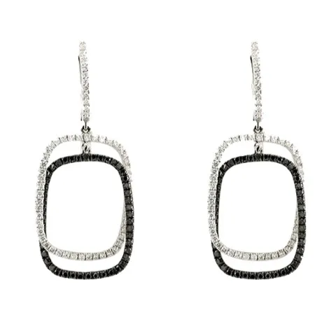 18K White Gold Black Diamond Earrings