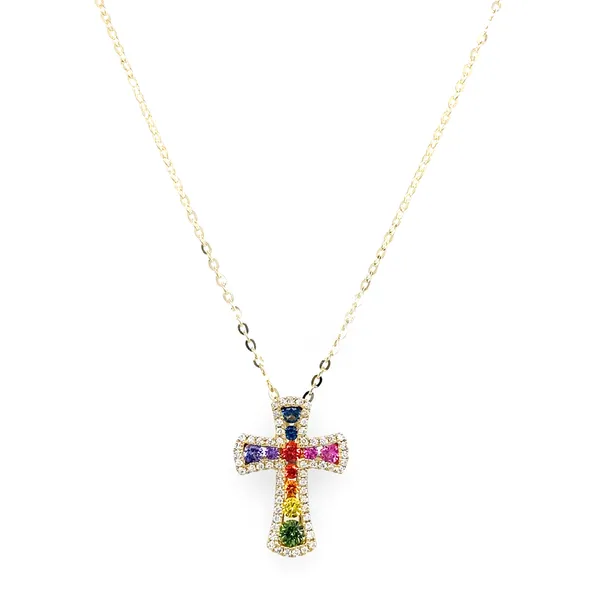 18K Yellow Gold Fancy Sapphire Necklace