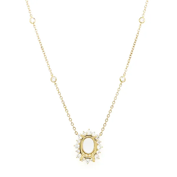 18K Yellow Gold Semi Mount Necklace