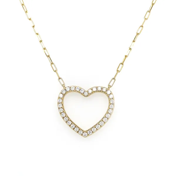 18K Yellow Gold Diamond Heart Necklace