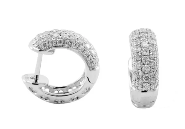 18K White Gold Huggie Earrings