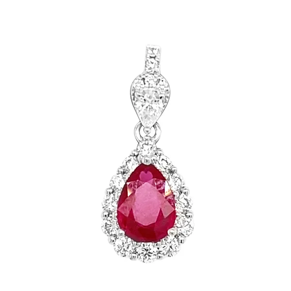 18K White Gold Ruby Pendant