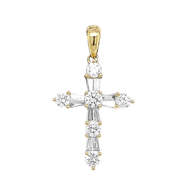18K Yellow Gold Diamond Cross Pendant
