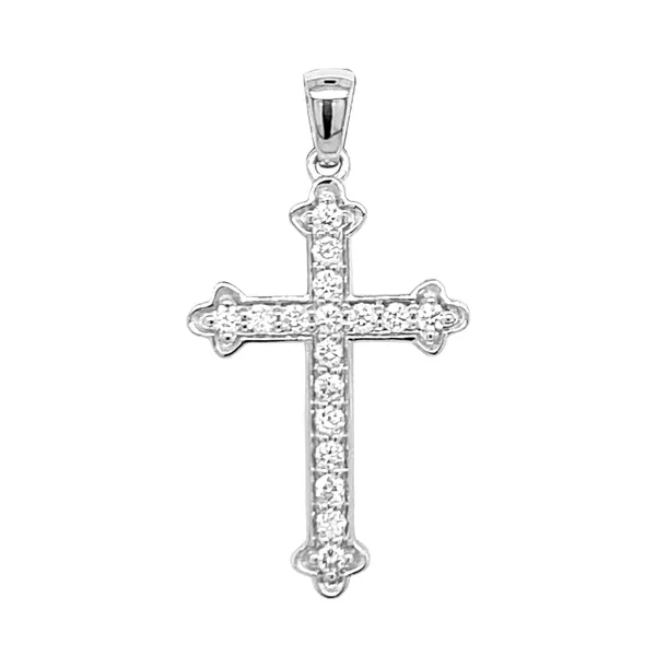 18K White Gold Diamond Cross Pendant