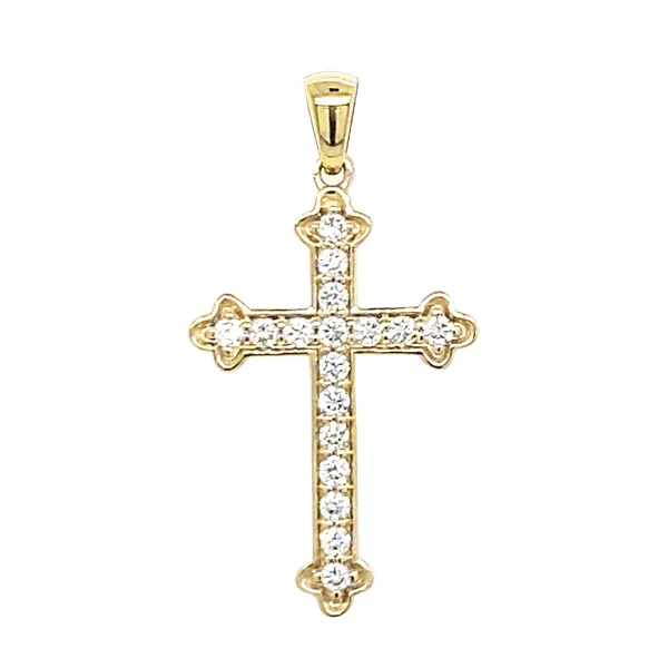 18K Yellow Gold Diamond Cross Pendant