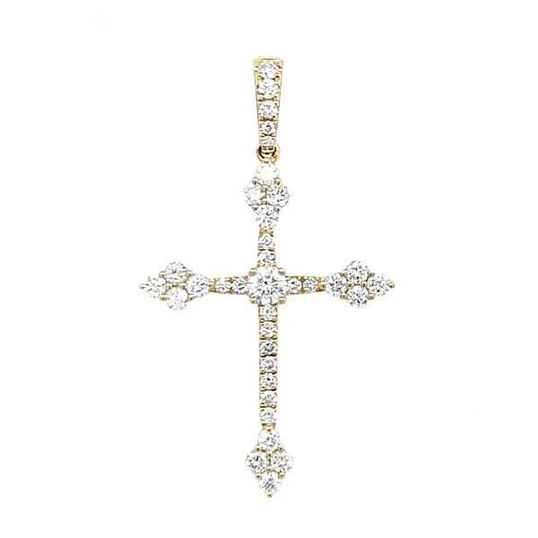 18K Yellow Gold Diamond Cross Pendant