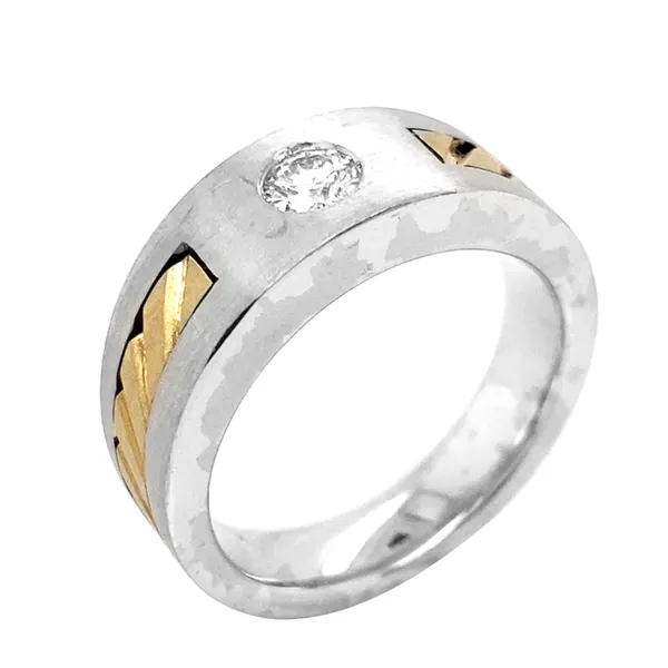 14K Two-Tone Gold Diamond Men’s Band