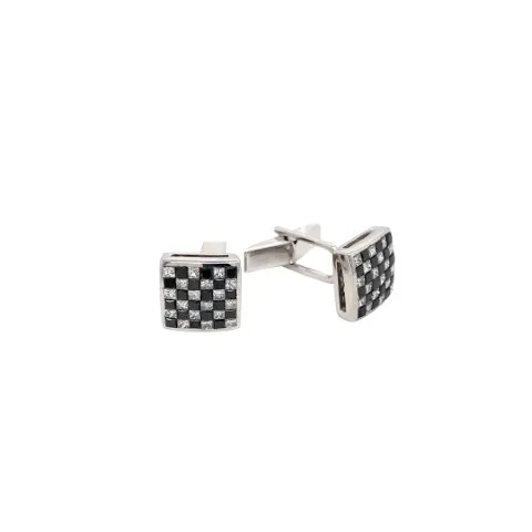 18K White Gold Black Diamond Cufflinks