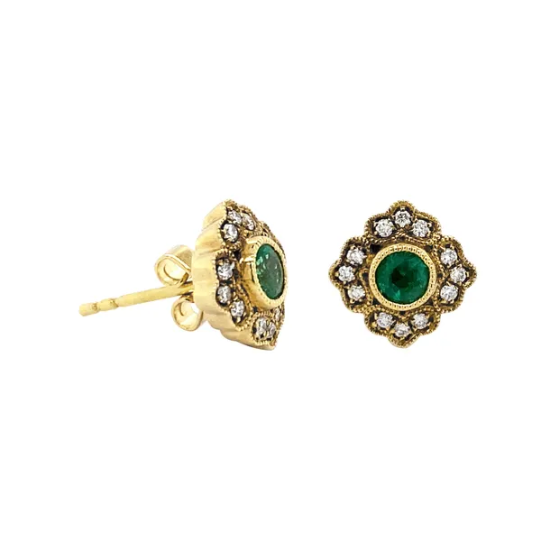 18K Yellow Gold Emerald Earrings