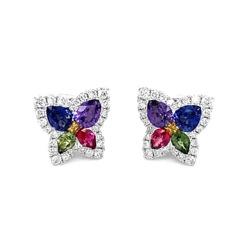 18K White Gold Fancy Sapphire Earrings