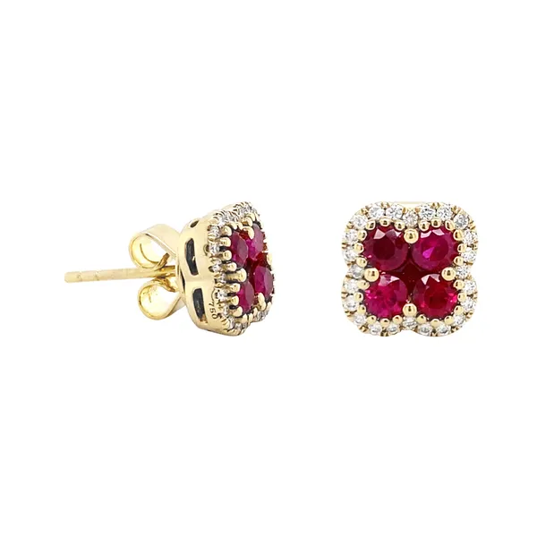 18K Yellow Gold Ruby Earrings