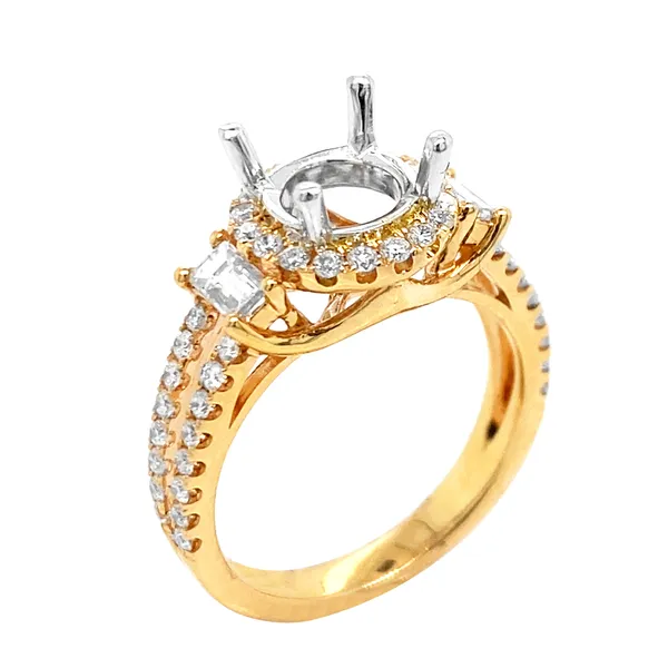 18K Two-Tone Gold Semi Mount Ring