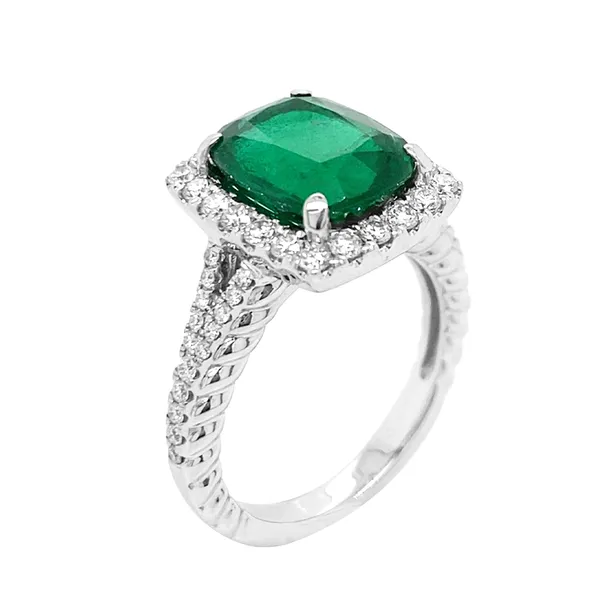 18K White Gold Emerald Ring