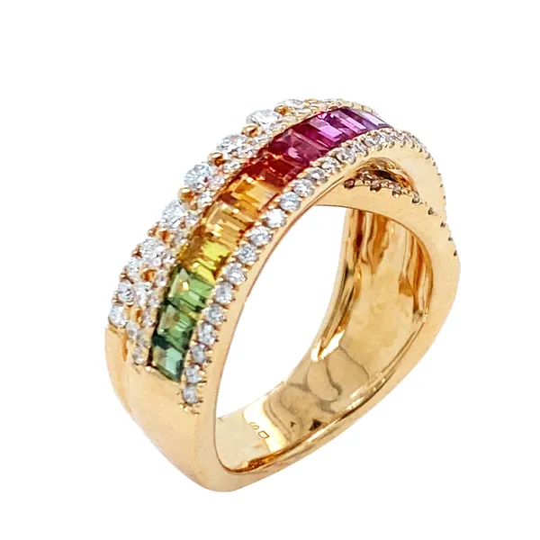 18K Rose Gold Fancy Sapphire Band