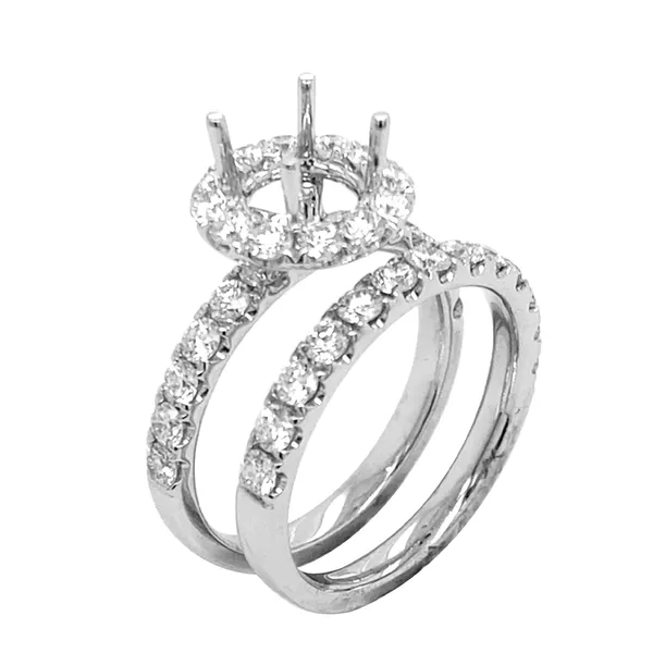 18K White Gold Semi Mount Set Ring