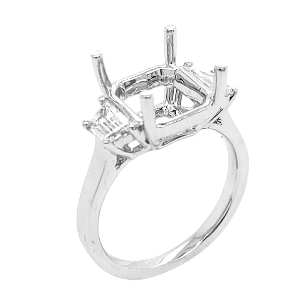 18K White Gold Semi Mount Ring