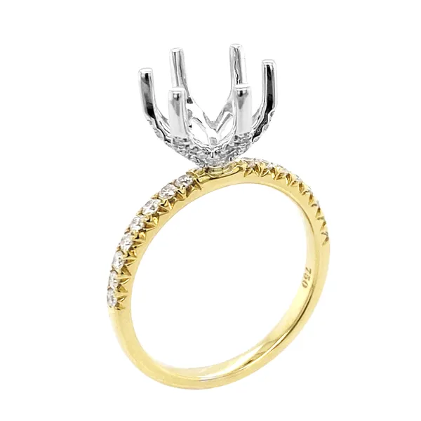 18K Two-Tone Gold Semi Mount Ring
