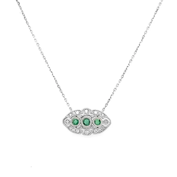 18K White Gold Emerald Necklace