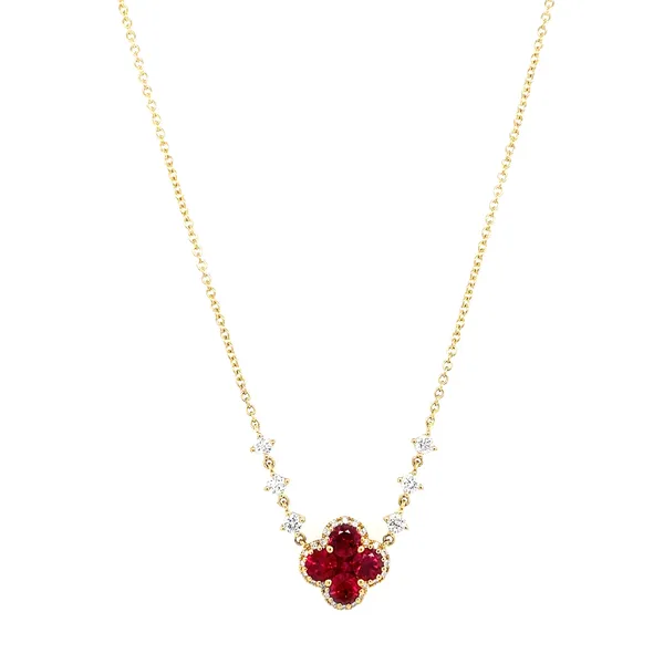 18K Yellow Gold Ruby Necklace
