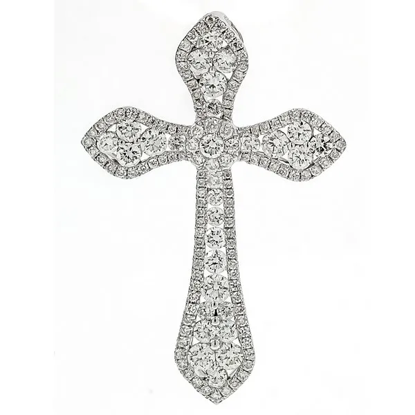 18K White Gold Diamond Cross Pendant