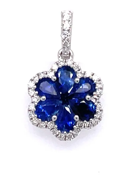 18K White Gold Sapphire Pendant