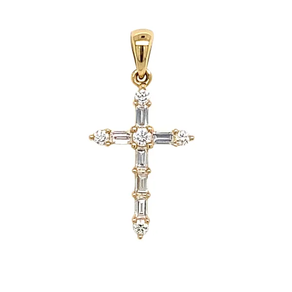 14K Yellow Gold Diamond Cross Pendant