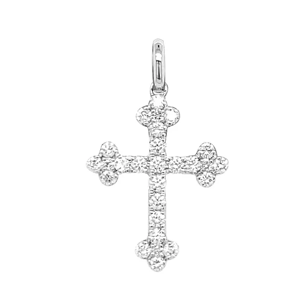 18K White Gold Diamond Cross Pendant