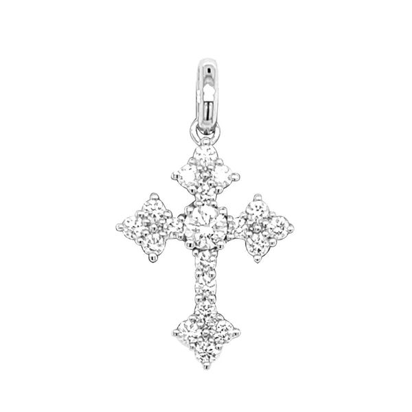 18K White Gold Diamond Cross Pendant