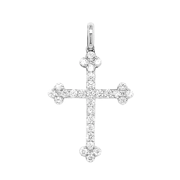 18K White Gold Diamond Cross Pendant
