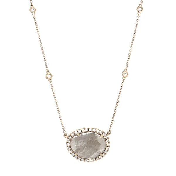 18K Rose Gold Diamond Slice Necklace