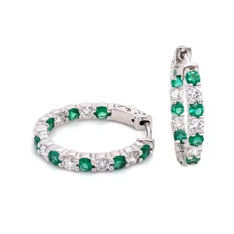 18K White Gold Emerald Earrings