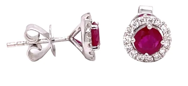 18K White Gold Ruby Earrings