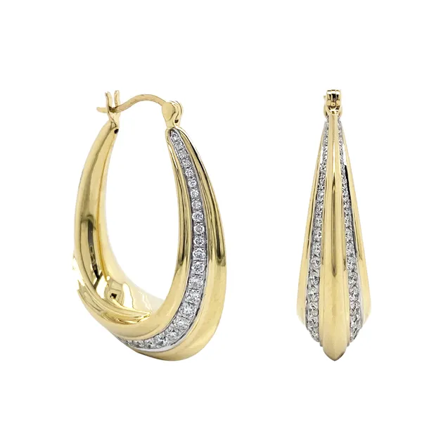 18K Two-Tone Gold Diamond Earrings