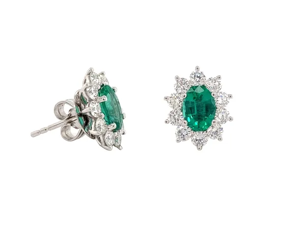 18K White Gold Emerald Earrings