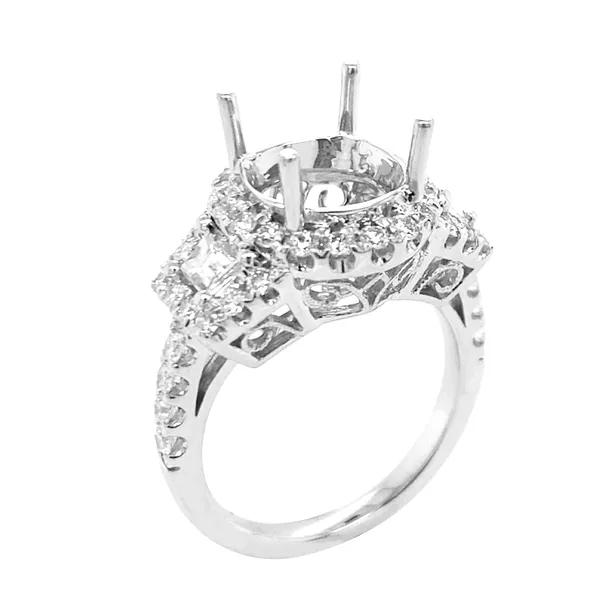 18K White Gold Semi Mount Ring
