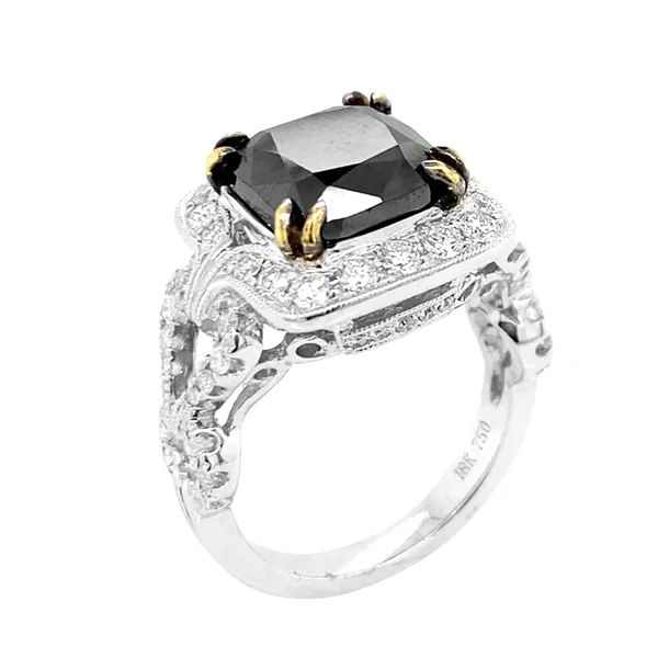 18K White Gold Black Diamond Ring