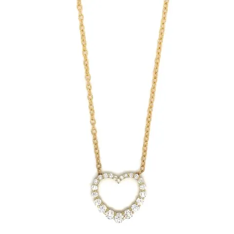 18K Yellow Gold Diamond Heart Necklace