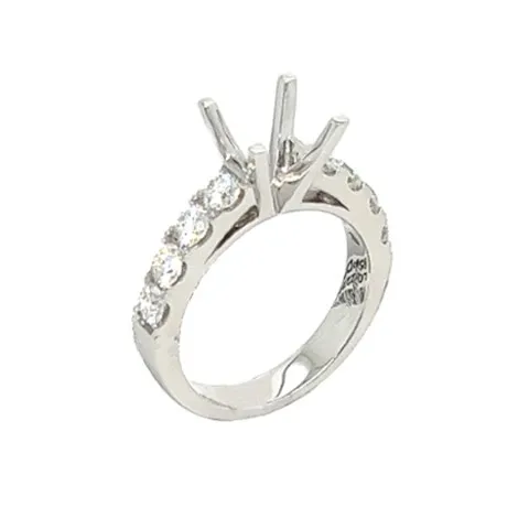 18K White Gold Semi Mount Ring