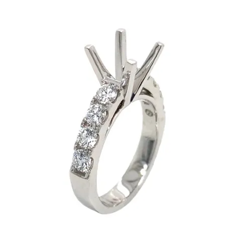 18K White Gold Semi Mount Ring
